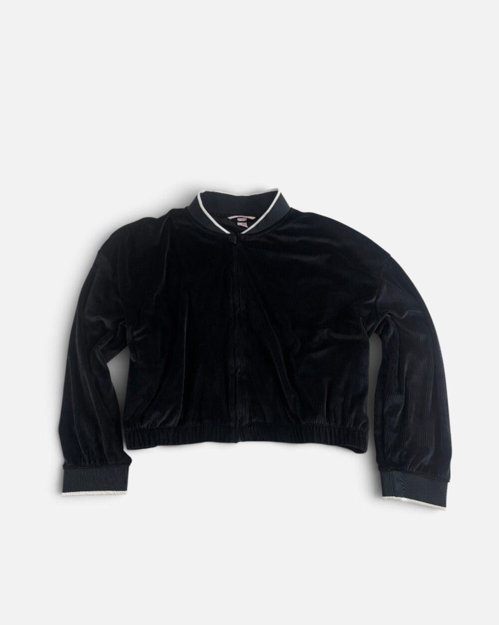Y2K Aesthetic Victoria's Secret Ribbed Velvet Bomber Track Jacket XXL